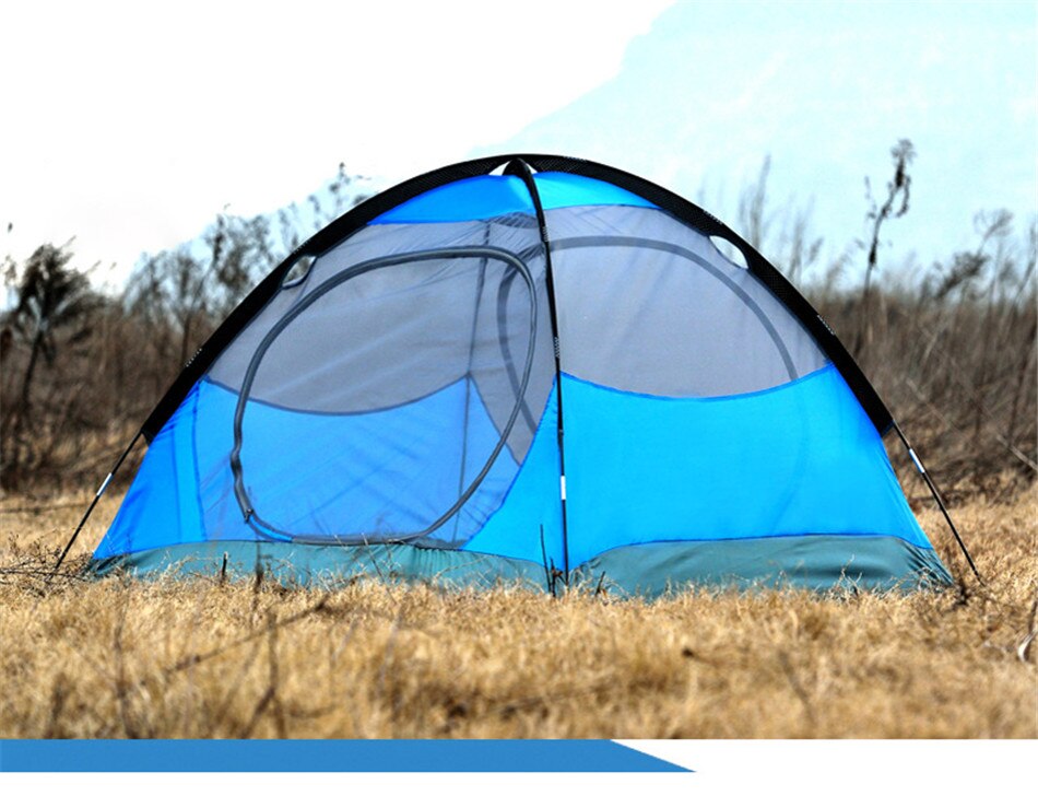 Cheap Goat Tents Outdoor 1 2 Person Camping Tent 210D Oxford Waterproof Double layer Tent Two Door Anti mosquito Breathable Fishing Hiking Tents   